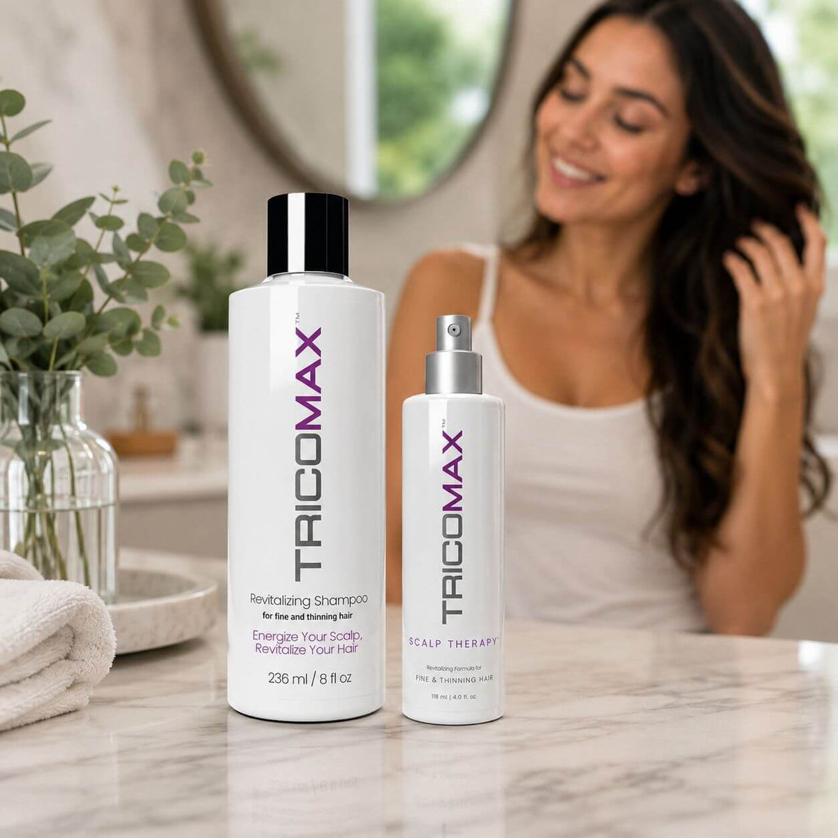 Complete Hair Management System for Textured Hair featuring TRICOMAX revitalizing shampoo and scalp therapy.