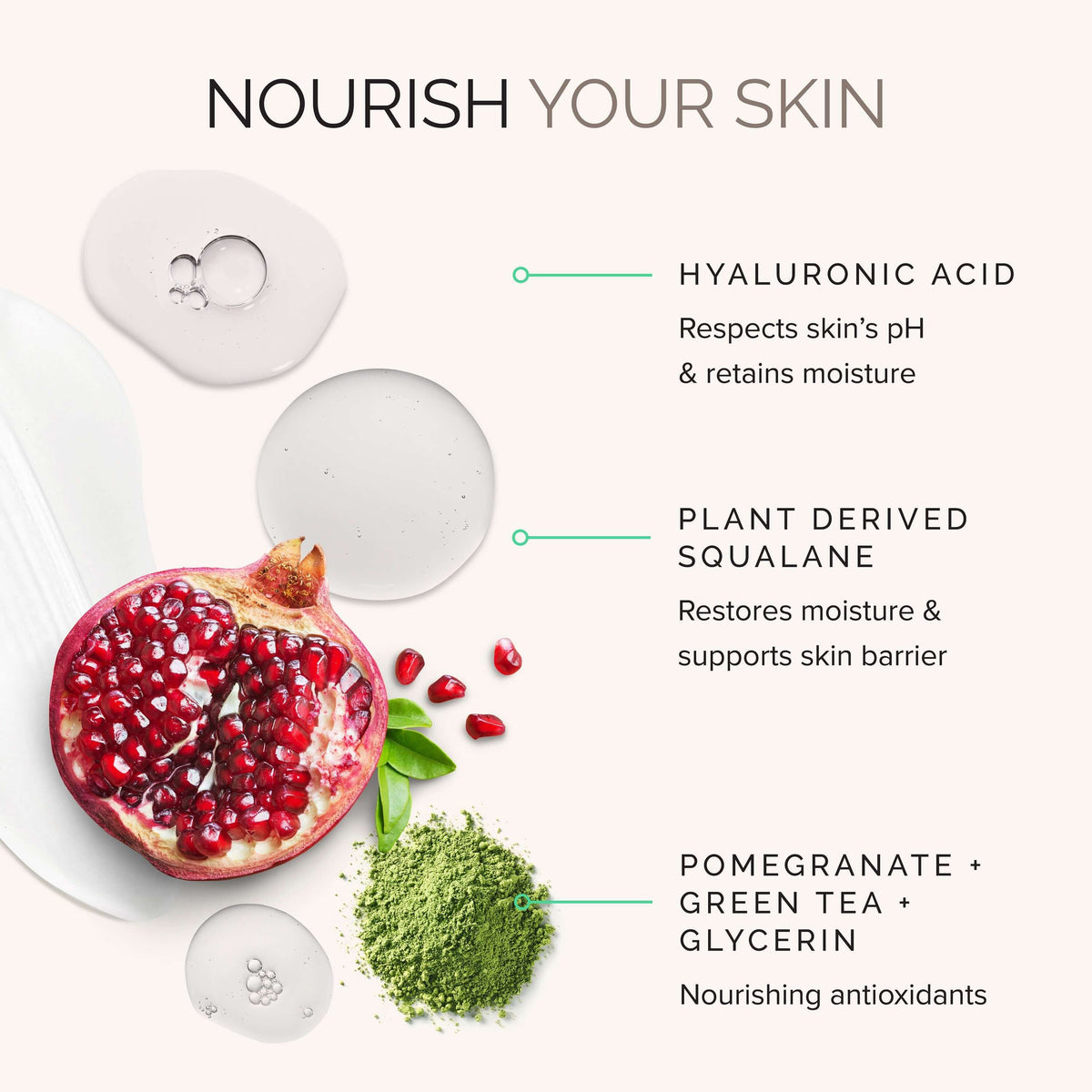 Wash Away One Step Facial Cleanser ingredients include hyaluronic acid, squalane, and antioxidants for clean, nourished skin.