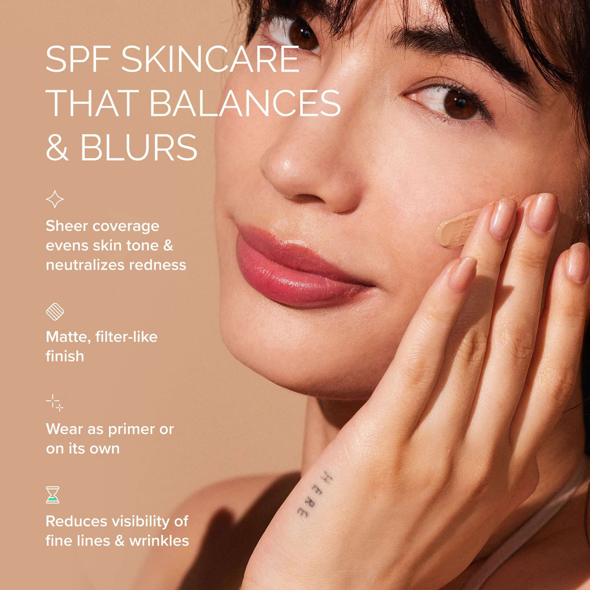 Mineral tinted crème SPF 30 face sunscreen for even skin tone, reduces fine lines and wrinkles, and provides matte finish.