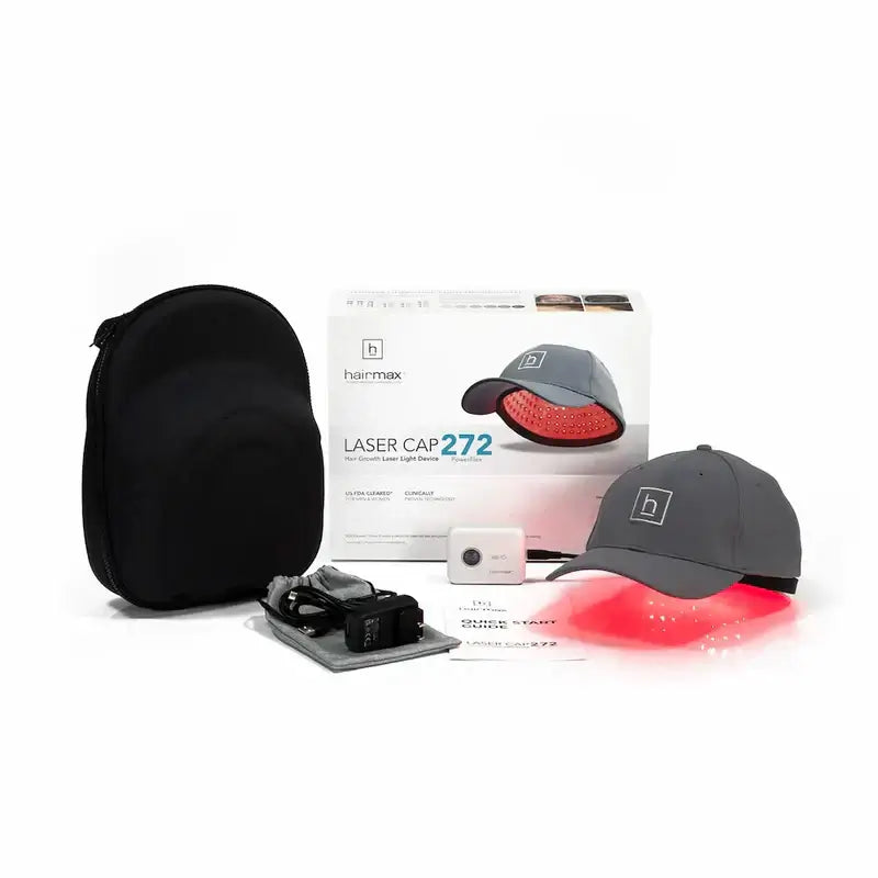 Hair growth laser cap 272 PowerFlex Growth Cap by Hairmax with carrying case and accessories.
