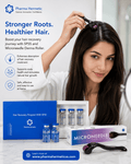Pharma Hermetic Hair Recovery Program featuring advanced vials and microneedle derma roller for hair growth.
