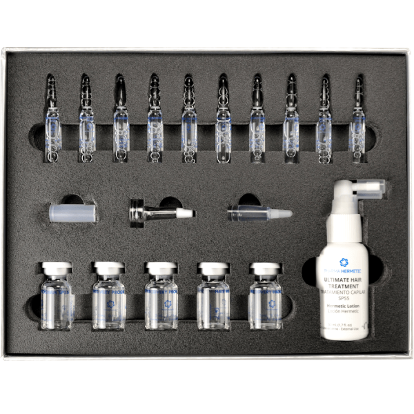 Professional Hair Recovery Kit containing treatment vials and scalp therapy solutions for hair rejuvenation.